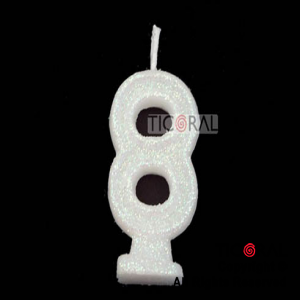 VELA NUMERO 8 BLANCO CON GIBRE HS2875-8 x 1